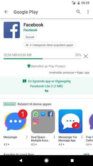 Vent til installasjonen er ferdig