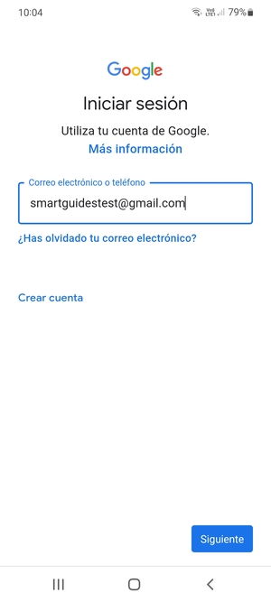 Introduzca su dirección de Gmail y seleccione Siguiente