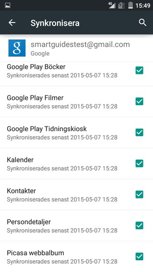 Kontrollera att Kontakter är valt