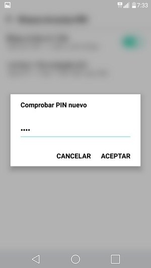 Confirme su nuevo PIN y seleccione ACEPTAR