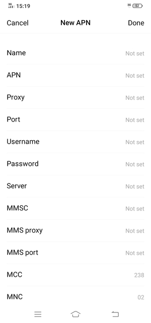 Enter Internet information