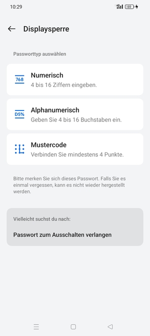 Wählen Sie Mustercode