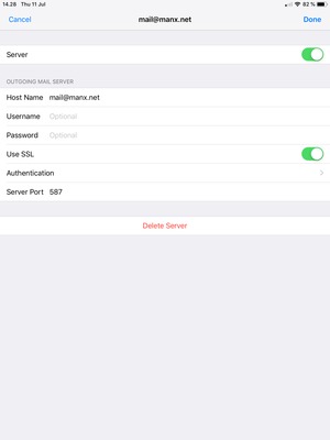 Make sure Use SSL is selected