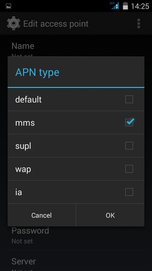 Check the mms checkbox and select OK