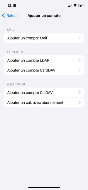 Sélectionnez Ajouter un compte Mail