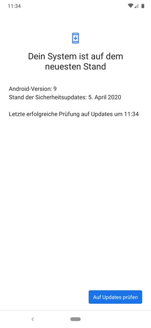 Falls Ihr Handy aktualisiert ist, wird Ihnen der folgende Bildschirm angezeigt