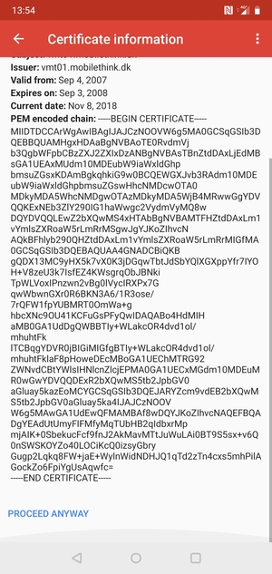 Scroll to and select PROCEED ANYWAY