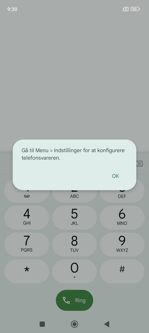 Hvis din telefonsvarer ikke er sat op, vælg OK