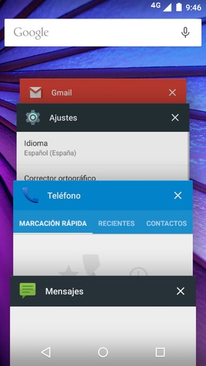 Deslice las aplicaciones a la derecha para cerrarlas