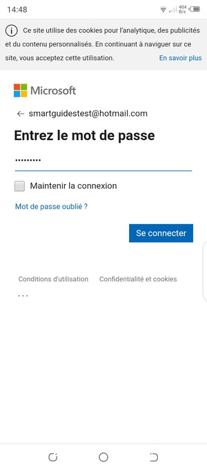 Saisissez votre mot de passe et sélectionnez Se connecter