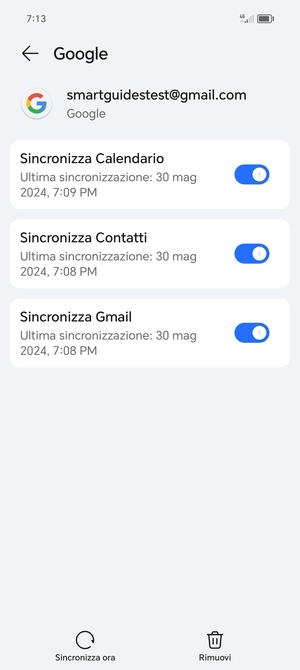 Seleziona Sincronizza ora