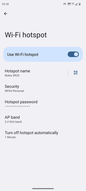 Your phone is now set up for use as a modem