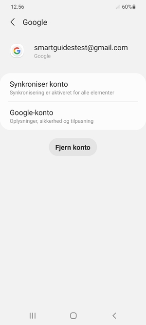 Vælg Synkroniser konto