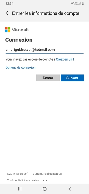 Saisissez votre adresse Hotmail et sélectionnez Suivant