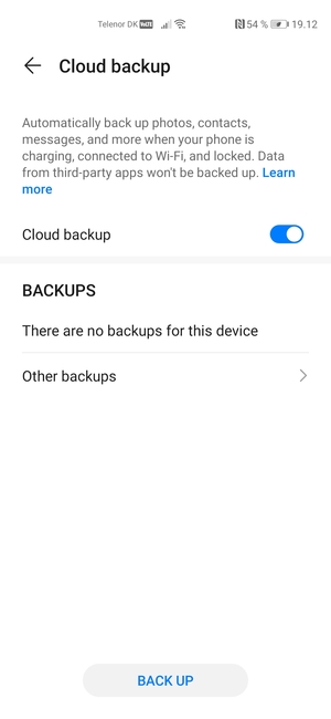 Select BACK UP