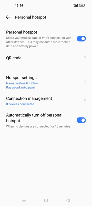Your phone is now set up for use as a modem