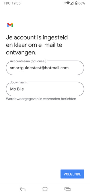 Geef uw account een naam en voer uw naam in. Selecteer VOLGENDE