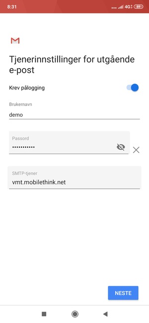 Skriv inn utgående serveradresse