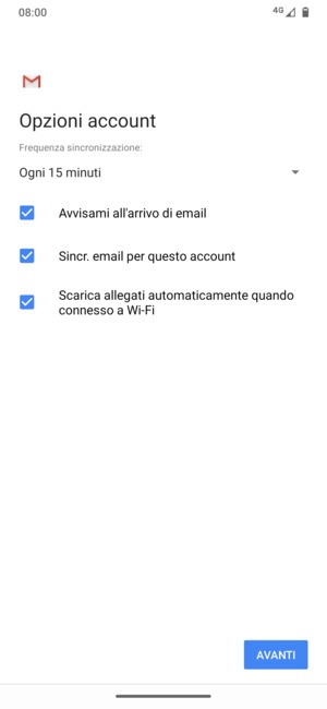 Seleziona AVANTI
