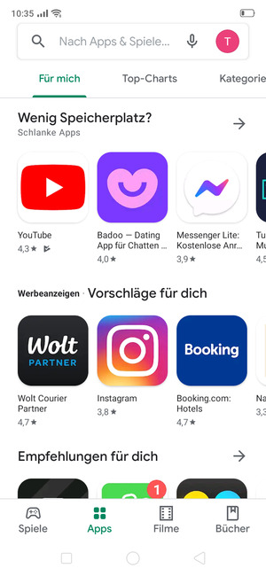 Wählen Sie die Suchleiste
