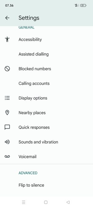 Scroll to and select Voicemail