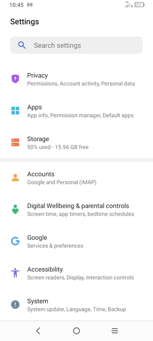 Scroll to and select System