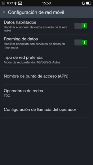 Activar o desactivar Roaming de datos