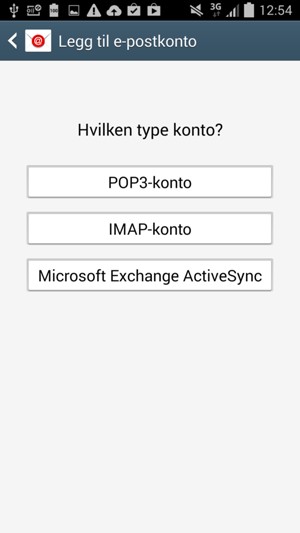 Velg POP3-konto eller IMAP-konto