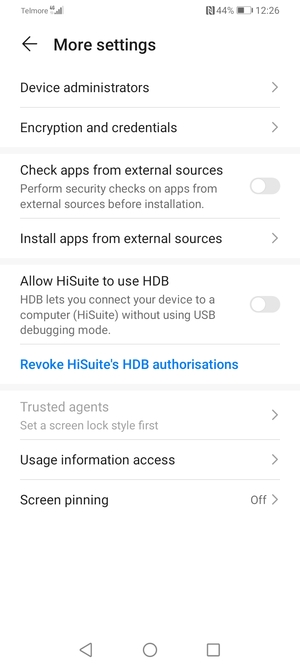 Select Encryption and credentials