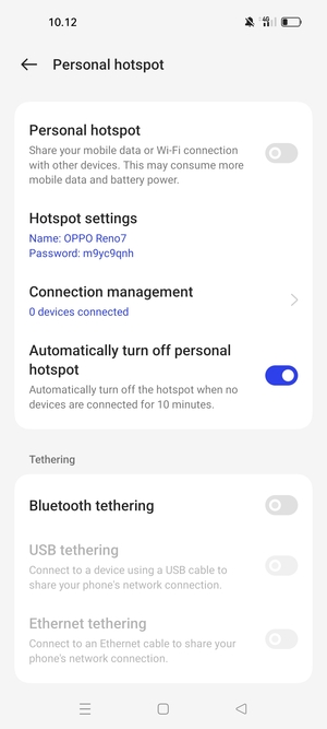 Turn on Personal hotspot