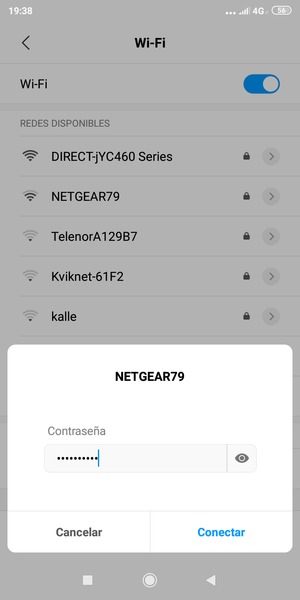 Introduzca la contraseña de Wi-Fi y seleccione Conectar