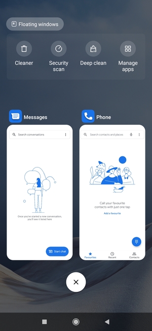 Select the Delete icon to close all running apps