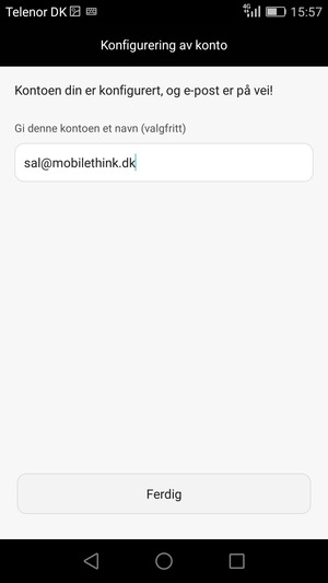 Gi kontoen din et navn og velg Ferdig