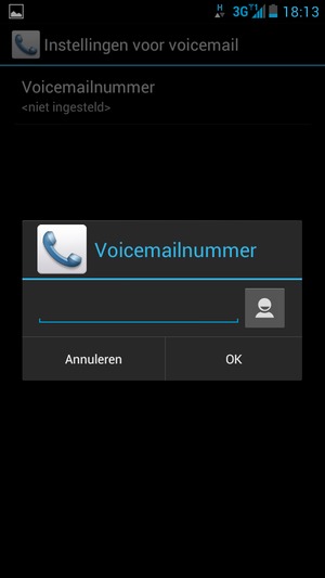 Voer het voicemailnummer in en selecteer OK