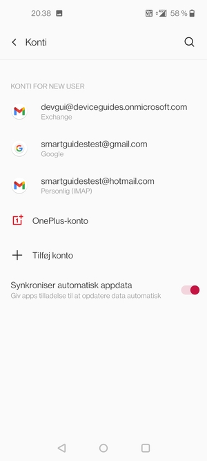 Vælg din Google konto