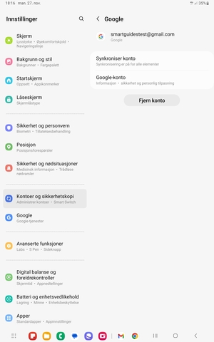 Velg Synkroniser konto