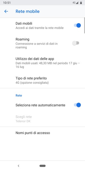 Seleziona Nomi punti di accesso