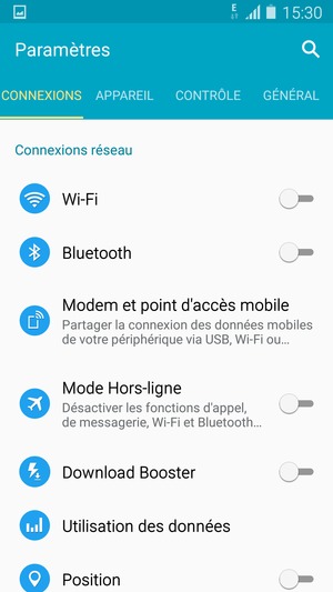 Sélectionnez CONNEXIONS