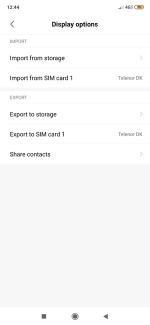 Select Import from SIM card