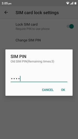 Enter your Old SIM PIN and select OK