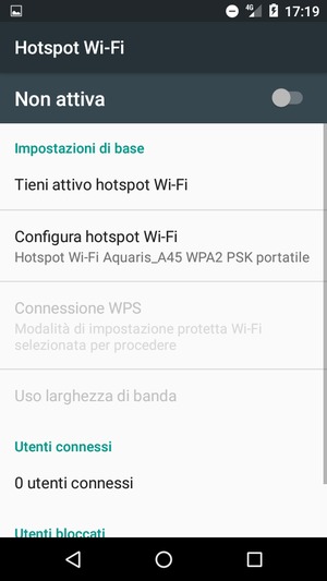 Seleziona Configura hotspot Wi-Fi