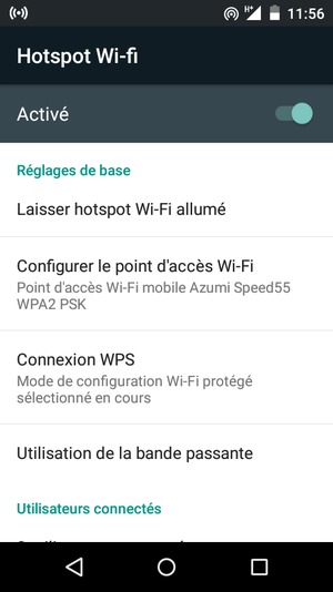 Votre téléphone est maintenant configuré pour être utilisé comme modem