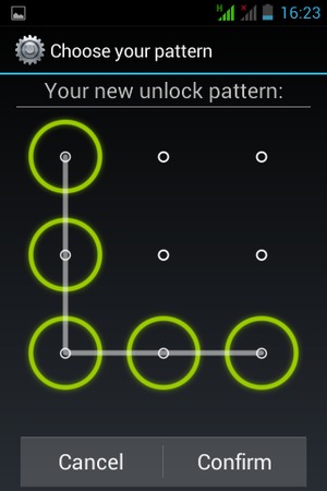 Draw the unlock pattern again and select Confirm