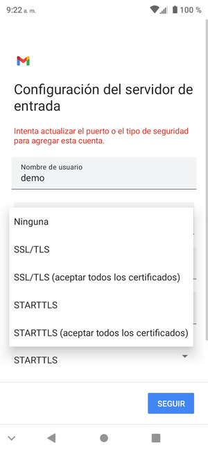 Seleccione Ninguna y SEGUIR