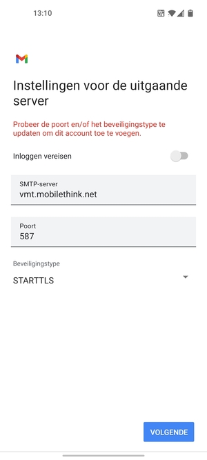Selecteer Beveiligingstype