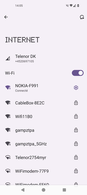 Vous êtes maintenant connecté au réseau Wi-Fi