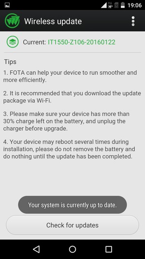 If your phone is up to date, you will see the following screen