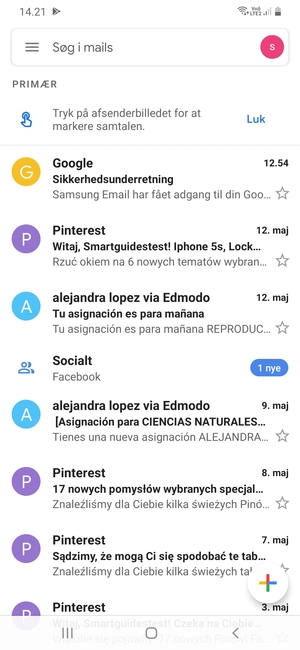 Din Gmail er klar til brug