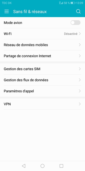 Sélectionnez Partage de connexion Internet