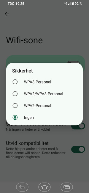 Velg ønsket alternativ
